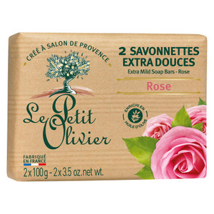 Le Petit Olivier Extra Mild Soaps - Rose for Women - 2 x 3.5 oz Soap