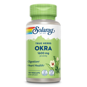 SOLARAY Okra Fruit 1600 mg - High Fiber Supplement for Wellness Support - Rich Source of Soluble Fiber - Equivalent of 6.4 g Fresh Okra per Serving,