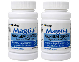 Rising Mag64 Magnesium Chloride Dietary Supplement Delayed-Release Tablets 64 mg, 60 Tablets (Pack of 2)