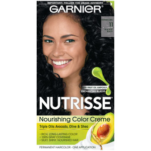 Garnier Nutrisse Nourishing Hair Color Creme, 11 Blackest Black (Packaging May Vary)