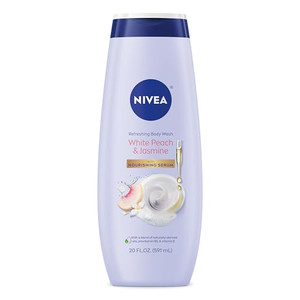 NIVEA Refreshing White Peach and Jasmine Body Wash with Nourishing Serum, Scented Body Wash for Women, Enriched with Provitamin B5 and Vitamin E, 20