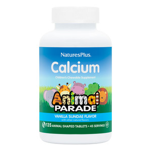 NaturesPlus Animal Parade Calcium, Vanilla Sundae Flavor - 135 Animal-Shaped Chewable Tablets - Vegan, Gluten Free - 45 Servings
