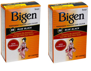 Bigen Permanent Powder Hair Color 88 Blue Black 1 ea (Pack of 2)