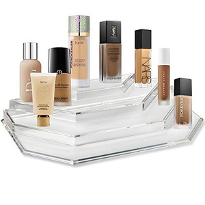 BY ALEGORY Acrylic Makeup Foundation Organizer & Vanity Display 4 Tiers For Storing Face, Neck & Body Beauty Foundation