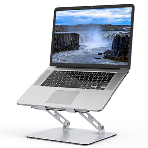 Gogoonike Laptop Stand for Desk, Adjustable Laptop Riser, Metal Foldable Computer Stand Holder Portable Notebook Mount, Ventilated Cooling Printer St