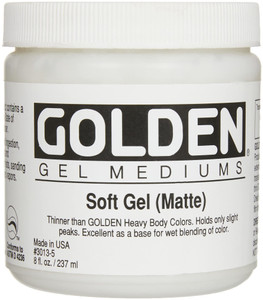 Soft Gel Matte by GOLDEN, 8 fl. oz. Jar, Professional Acrylic Gel Medium, Semi-Transparent
