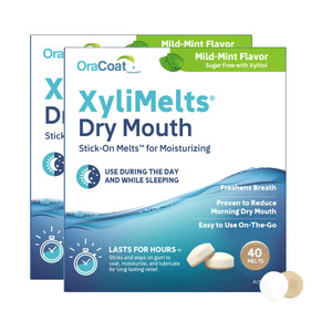 Oracoat XyliMelts for Dry Mouth Night Time or Day - Moisturizing Dry Mouth Adhering Discs, Sugar Free with Xylitol, 80 Count (2 X 40 Twin Pack), Mild