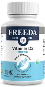 FREEDA Vitamin D3-3000 IU - Pure High Potency Kosher Supplement Tablets - Bone and Muscle Health, Calcium Absorption, Immune Support for Men and Wome