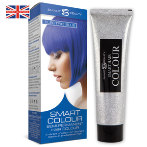 Smart Beauty Electric Blue Hair Dye Semi Permanent, Bright Blue Hair Dye Perfect for Light Blonde, with Non-Drip Pre Mixed Formulation with Hair Cond