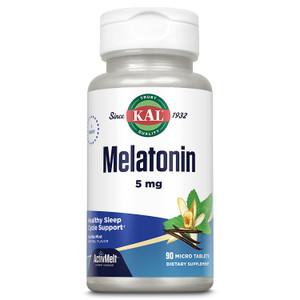 KAL Melatonin 5mg Sleep Aid, Melatonin Supplement Supports Calming Relaxation and a Healthy Sleep Cycle, Fast Dissolving ActivMelts, Natural Vanilla