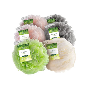EcoTools Delicate EcoPouf Bath Sponge, Made With Recycled Materials, Exfoliating Bath Pouf, Loofah for Shower & Bath, In Assorted Colors, Green, Whit