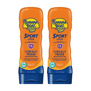Banana Boat Sport SPF 15 Sunscreen Lotion Twin Pack | Banana Boat Sunscreen SPF 15 Lotion, Sunblock, Oxybenzone-Free, Water Resistant, 8oz each