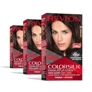 Revlon Colorsilk Beautiful Color Permanent Hair Color, (OLD VERSION) 20 Brown/Black (Pack of 3)