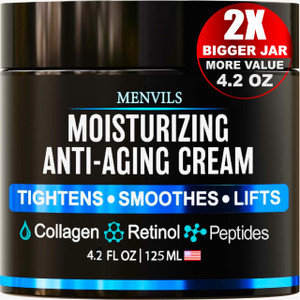 Mens Face Moisturizer Cream - Anti Aging & Wrinkle Cream - Face Moisturizer For Men with Collagen, Retinol, Peptides, Jojoba Oil - Facial Skin Care &