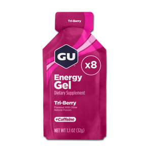 GU Energy Original Sports Nutrition Energy Gel, Vegan, Gluten-Free, Kosher, and Dairy-Free On-the-Go Energy for Any Workout, 8-Count, Tri-Berry