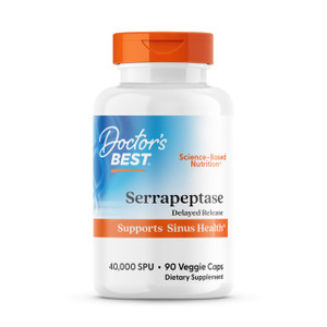 Doctor's BEST Serrapeptase, 40,000 SPU, Supports Sinus Health, Non-GMO, Vegan 90 Veggie Caps