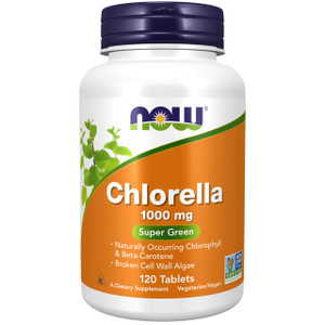 NOW Foods Supplements, Chlorella 1000 mg with naturally occurring Chlorophyll, Beta-Carotene, mixed Carotenoids, Vitamin C, Iron and Protein, 120 Tab