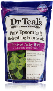 Dr Teal's Pure Epsom Salt Cooling Foot Soak, Refresh & Revitalize with Peppermint & Baking Soda, 2 lbs
