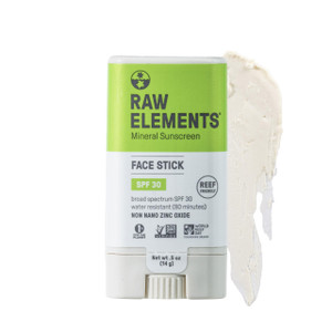 Raw Elements Face All-Natural Mineral Sunscreen Stick, Non-Nano Zinc Oxide, 95% Organic, Water-Resistant 80 Min, Reef Safe, All Ages Safe, SPF 30+, T