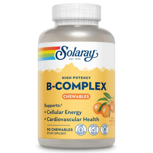 SOLARAY Vitamin B Complex Orange Chewables - High Potency B Complex Vitamins w/VIT B12, B6, B2, Biotin, Folic Acid, Vitamin C, Cellular Energy, Cardi