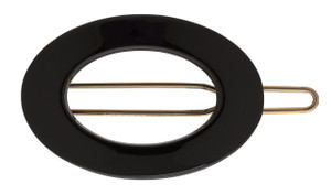 France Luxe New Cutout Oval Tige Boule Barrette - Black