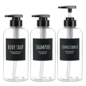 Segbeauty 3pcs Refillable Shower Bottles, 500ml Each - Large Plastic Dispensers with Pump for Shampoo, Conditioner, Soap or Lotion
