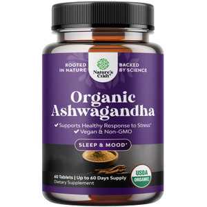 High Strength Organic Ashwagandha Supplements - Ashwagandha Organic Tablets for Mood Support & Hormone Balance for Women & Men - Root Extract Powder