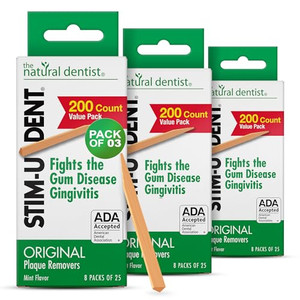 The Natural Dentist Stim-U-Dent Mint Dental Picks, Wooden Toothpicks for Food & Plaque Removal, Refreshing Mint Flavor, Travel-Friendly, 24 Packs of