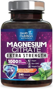 Magnesium Citrate Capsules 1000mg - Max Absorption Magnesium Powder for Muscle, Nerve, Bone and Heart Health Support, High Absorption Citrate Complex