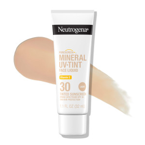 Neutrogena Purescreen+ Mineral UV Tint Face Liquid Tinted Sunscreen - with 100% Mineral Actives & Vitamin E, Enhances Natural Tone, Water Resistant,