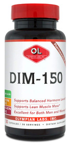 Olympian Labs DIM Supplement 150mg - DIM Diindolylmethane 30 Capsule Supply of DIM for Estrogen Balance, Hormone Menopause Relief, Acne Treatment, PC