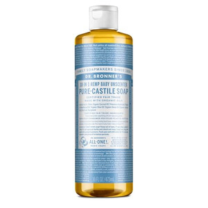 Dr. Bronner's Pure-Castile Magic Soap Liquid (Baby Unscented, 16oz)  Made with Regenerative Organic Certified Oils- For Sensitive Skin, Babies, Face