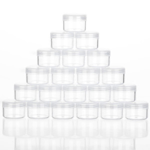 ZEJIA 5 Gram Sample Containers with Lids, Mini Makeup Containers, Empty Plastic Travel Cosmetic Containers with Labels(100 Count, Clear Lid)