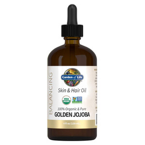 Garden of Life Jojoba Oil 100% Organic & Pure Golden Jojoba Oil for Hair, Skin and Face - Cold Pressed Body Oil, Massage, or Use as a Carrier Oil for