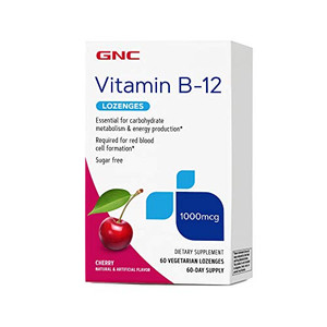 GNC Vitamin B-12 1000 mcg Lozenges, Cherry, 60 Lozenges, 60 Servings