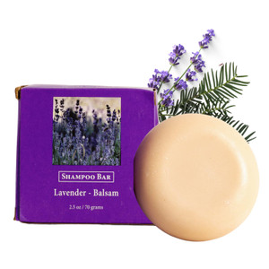 Adirondack Fragrance & Flavor Farm ADK Natural Balsam Lavender Shampoo Bar 2.5 oz. for Oily Hair, Handmade Organic Aloe Vera and Jojoba Oil, Vegan Sh