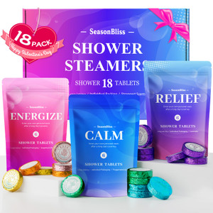 SeasonBliss Shower Steamers 18 Pack Set, Shower Bombs with 6 Charming Scents, Shower Tablets with Natural Ingredients,Self-Care & Relaxation Presents