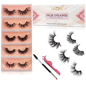 GOO GOO Mink Eyelashes, Natural Daily Type 3D Mink Lashes 16mm-20mm 5 Styles Multipack Perfect Layered Effect Hand Made Strips Siberian Fake Eyelashe