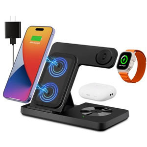 Wireless Charger, 3 in 1 Charging Station for Multiple Devices, Wireless Charging Stand for iPhone 8-17 Series,iWatch 2-10 Series/Ultra/SE,AirPods4/3
