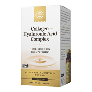 Solgar Collagen Hyaluronic Acid Complex, 30 Tablets - Hydrolyzed Collagen Type 2 - Helps with Fine Lines & Wrinkles - Boosts Skin Collagen & Elastici
