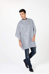 Betty Dain Seersucker Classic Barber Cutting/Styling Cape, Classic Seersucker Stripe, Soft, Machine Washable Nylon Fabric, Repels Hair, Snap Closure