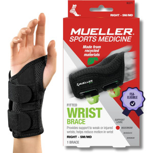 MUELLER Sports Medicine Green Fitted Wrist Brace for Men and Women, Wrist Pain Relief Support, Ideal for Carpal Tunnel, Tendonitis, Arthritis, Right