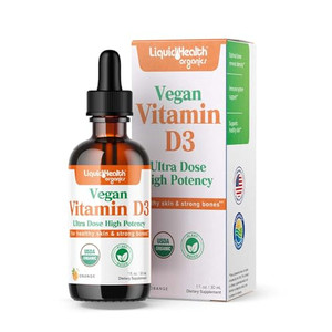 LIQUIDHEALTH Vitamin D3 4000 IU, USDA Organic Vitamin D Liquid Drops for Adults & Kids, Vegan Vitamin D for Immune System Support, Bone Health, Mood