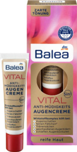 Balea VITAL Anti-Fatigue Eye-Cream 5in1 - Helps Reduces Lines, Wrinkles, Puffiness & Shadows (15ml) - For Mature Skin Ages 40 to 60+ (Not tested on A