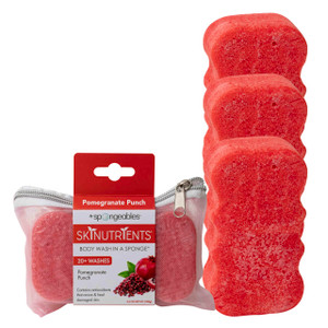 Spongeables Body Wash in a 20+ Wash Sponge, Pomegranate Punch, 3 Count