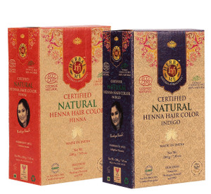Herbal Me - Henna & Indigo Hair Color Combo Kit (For Black & Brown Tones) 7.05 Oz+7.05 Oz,CERTIFIED 100% Natural by Ecocert Greenlife (France). VEGAN