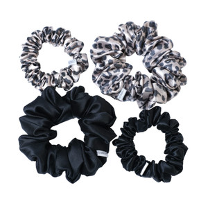 MTSNOO Silk Scrunchies 4 Pack, 100% Pure 22 Momme Mulberry Silk Scrunchies for Curly Hair and Sleep, Hair Ties Ropes Scrunchies Set for Women Girls,