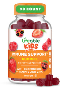 Lifeable Kids Immune Support Gummies | Elderberry Vitamin C and Zinc | Great Tasting Immune Support Supplement Elderberry Gummies for Kids | Kids Eld