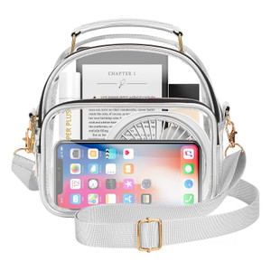 MoKo Clear Bag Stadium Approved for Women, Large Capicity Crossbody Bag with 2 Pockets and Zipper, Handle, Clear Shoulder Bag for Sports Events, Conc