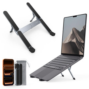 SODI [Ultra Compact] Foldable & Portable Laptop Stand for Desk, Lightweight Tablet Stand for Business Travel, Library, Cafe, 6 Level Height Ergonomic